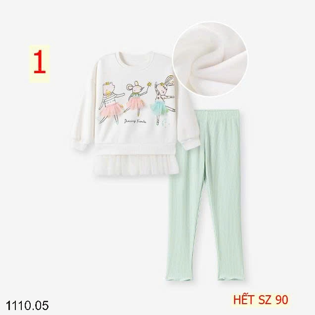 25HA1110.05 - BỘ NỈ BÉ GÁI LÓT LÔNG LITTLE MAVEN