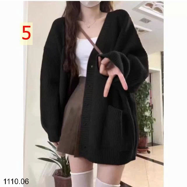 25HA1110.06 - ÁO LEN CARDIGAN CỔ V CHO NỮ