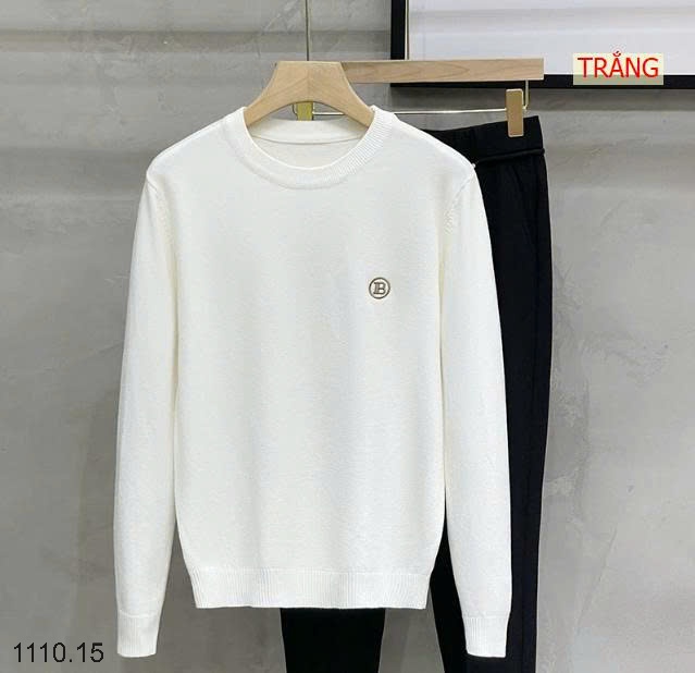25HA1110.15 - ÁO LEN CỔ TRÒN CHỮ B NAM