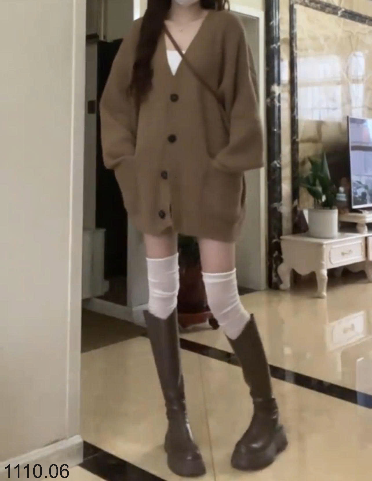 25HA1110.06 - ÁO LEN CARDIGAN CỔ V CHO NỮ