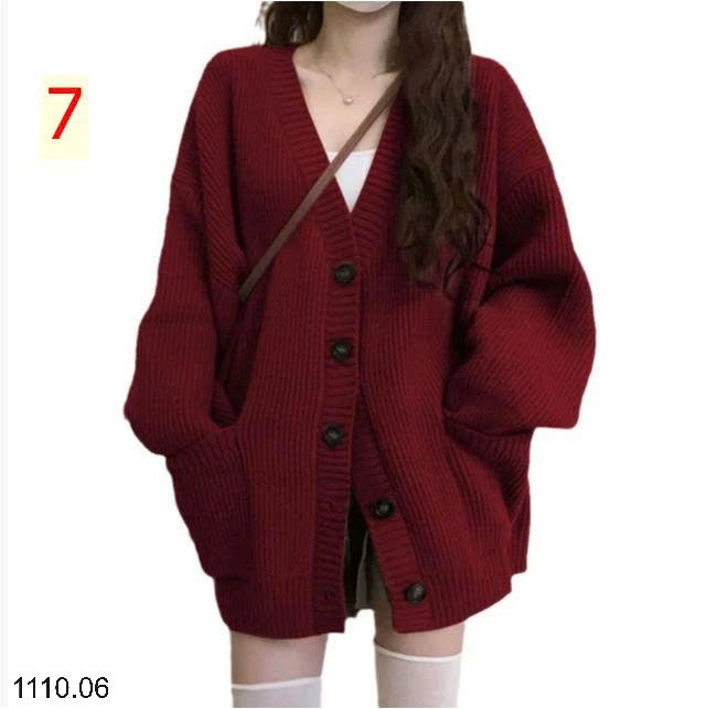 25HA1110.06 - ÁO LEN CARDIGAN CỔ V CHO NỮ