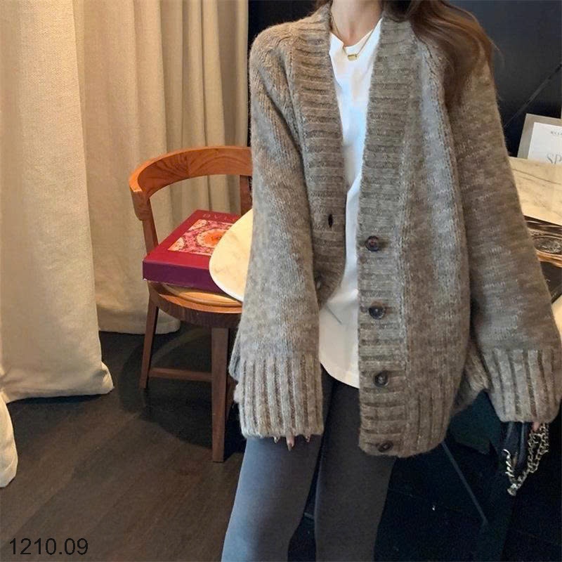 25HA1210.09 - ÁO KHOÁC CARDIGAN CỔ V CHO NỮ