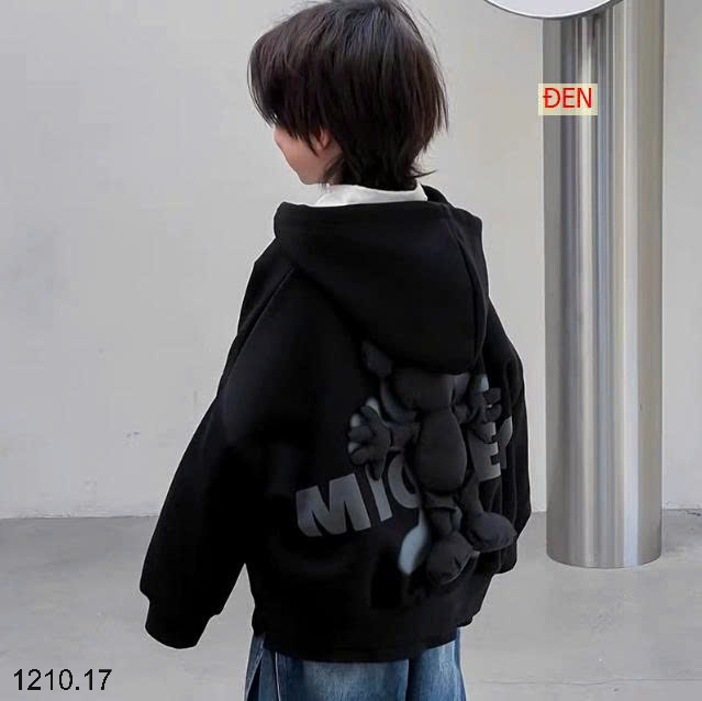 25HA1210.17 - ÁO KHOÁC MICKEY CHO BÉ TRAI CÓ MŨ TRÙM ĐẦU