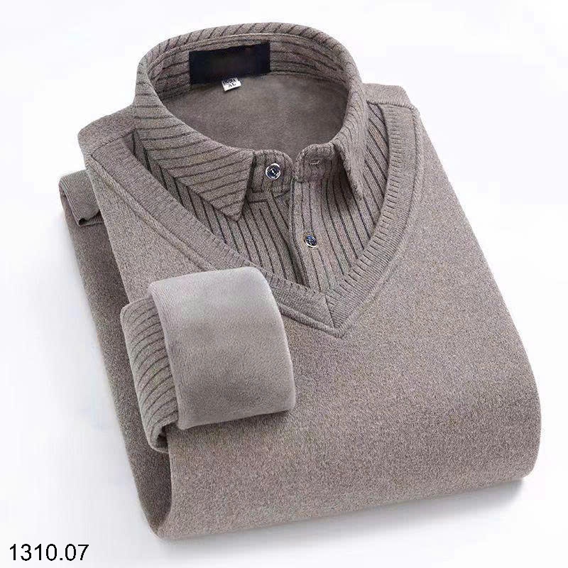 25HA1310.07 - ÁO LEN LÓT LÔNG CỔ SƠMI NAM