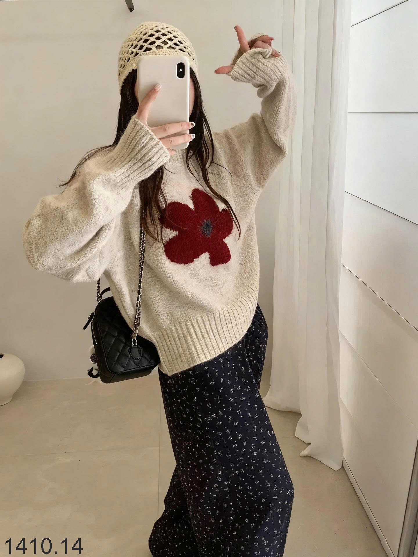 25HA1410.14 - ÁO LEN HOA XINH NỮ