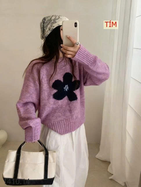 25HA1410.14 - ÁO LEN HOA XINH NỮ