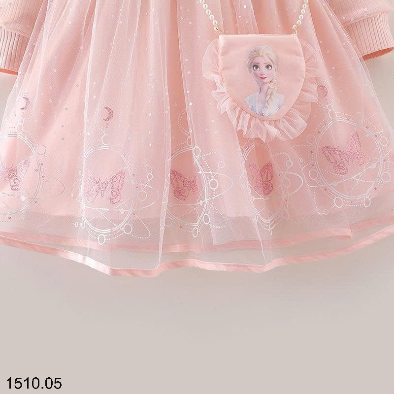 25HA1510.05 - VÁY BÉ GÁI ELSA FROZEN KÈM TÚI ĐIỆU ĐÀ