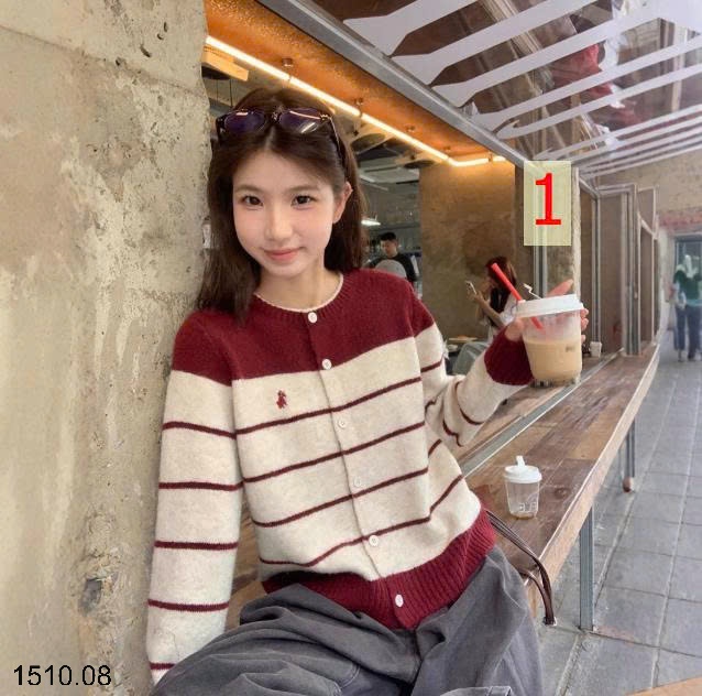 25HA1510.08 - LEN CARDIGAN KẺ SIÊU XINH