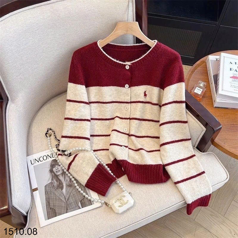 25HA1510.08 - LEN CARDIGAN KẺ SIÊU XINH
