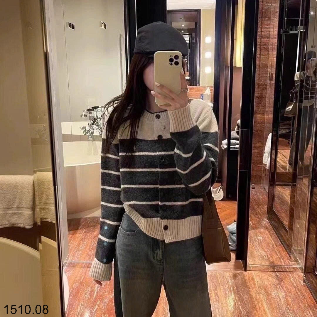 25HA1510.08 - LEN CARDIGAN KẺ SIÊU XINH
