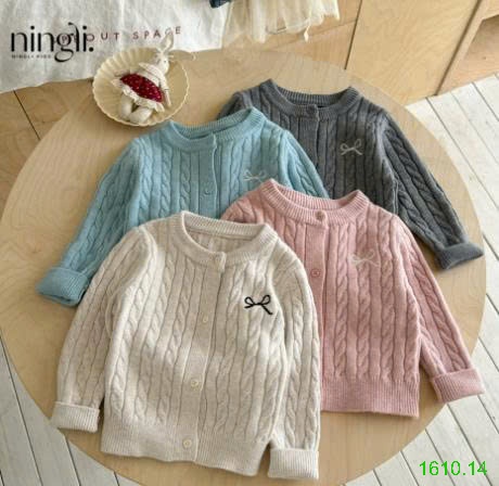 25HA1610.14 - ÁO CARDIGAN LEN THÊU NƠ NINGLI