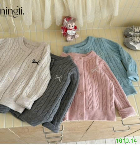 25HA1610.14 - ÁO CARDIGAN LEN THÊU NƠ NINGLI