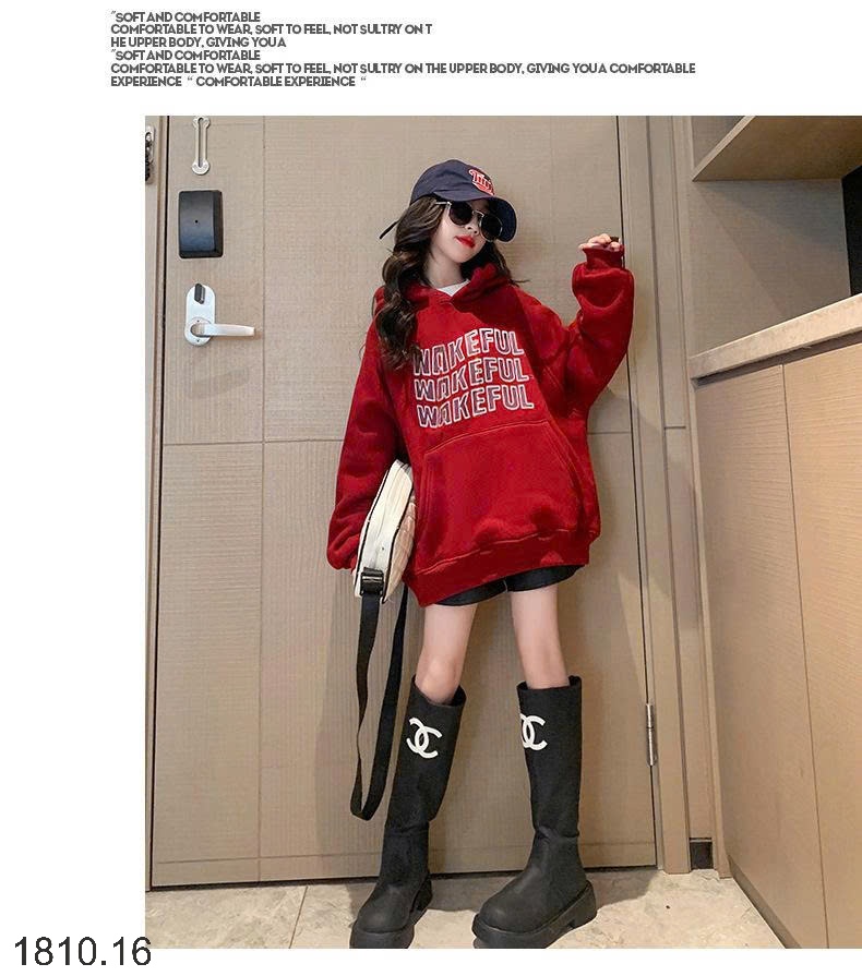 25HA1810.16 - ÁO NỈ HODDIE LÓT LÔNG SZ ĐẠI BÉ GÁI