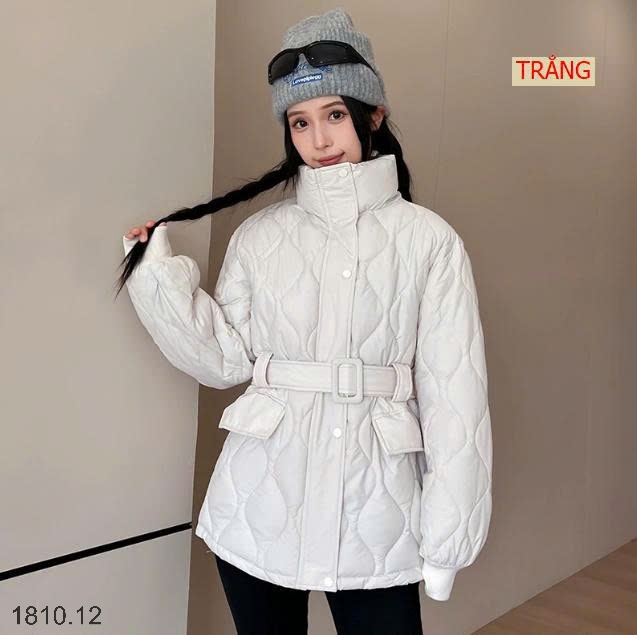 25HA1810.12 - ÁO KHOÁC ĐAI HÔNG TRẦN TRÁM CỔ ĐỨNG