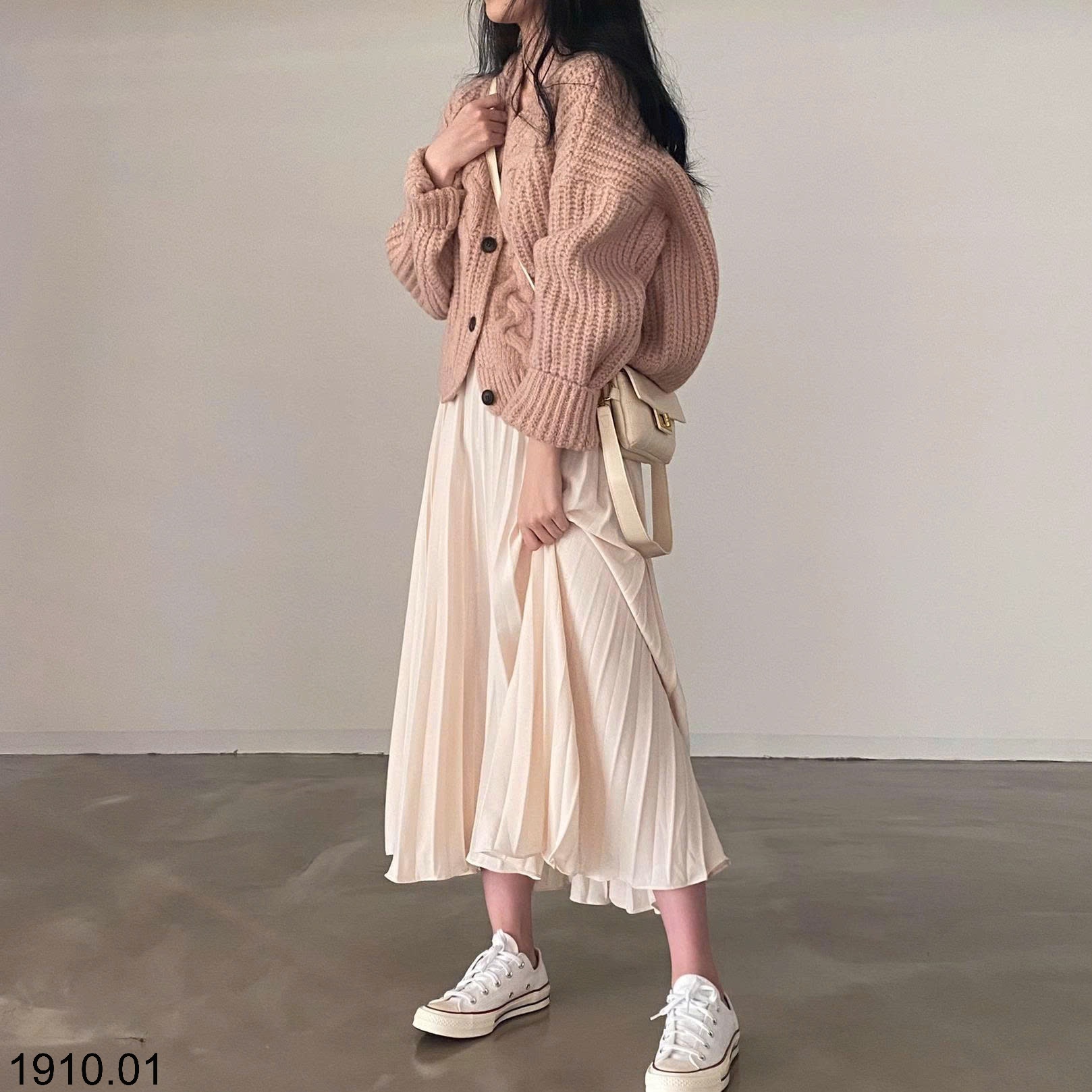 25HA1910.01 - ÁO LEN CARDIGAN KIỂU XOẮN