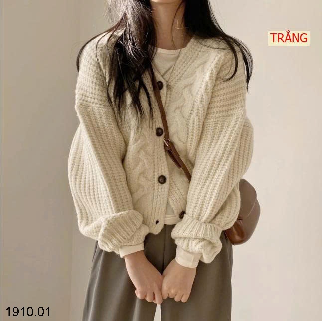 25HA1910.01 - ÁO LEN CARDIGAN KIỂU XOẮN