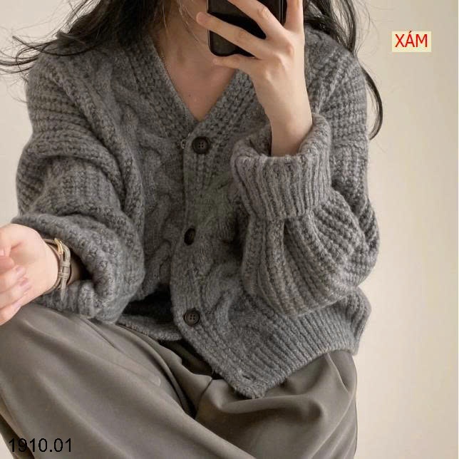 25HA1910.01 - ÁO LEN CARDIGAN KIỂU XOẮN