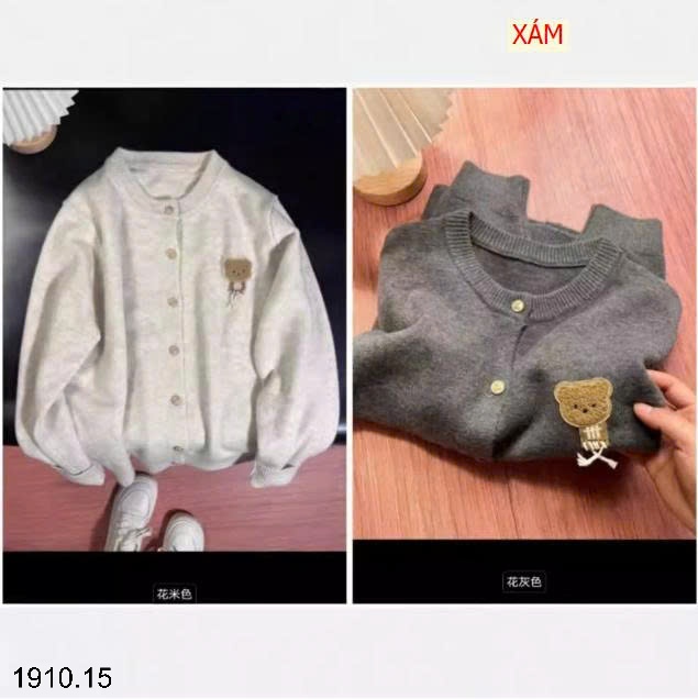 25HA1910.15 - CARDIGAN LEN THÊU GẤU