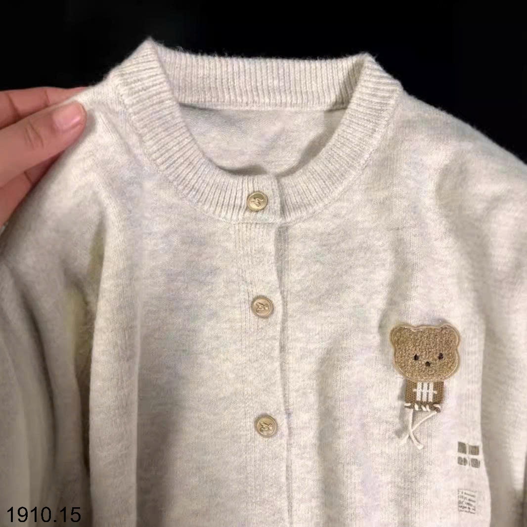 25HA1910.15 - CARDIGAN LEN THÊU GẤU