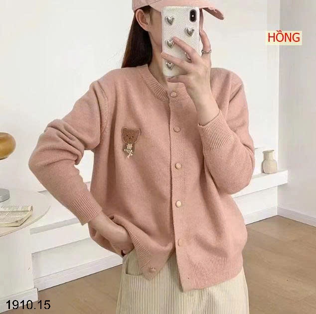 25HA1910.15 - CARDIGAN LEN THÊU GẤU