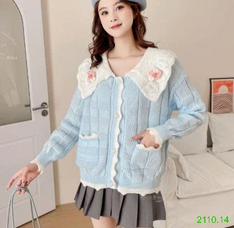 25HA2110.14 - CARDIGAN LEN TIỂU THƯ VIỀN BÈO