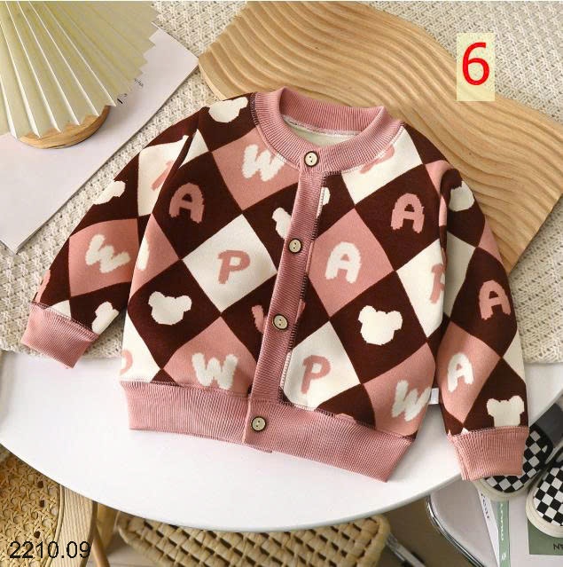 25HA2210.09 - ÁO NỈ CARDIGAN HOẠ TIẾT CHO BÉ