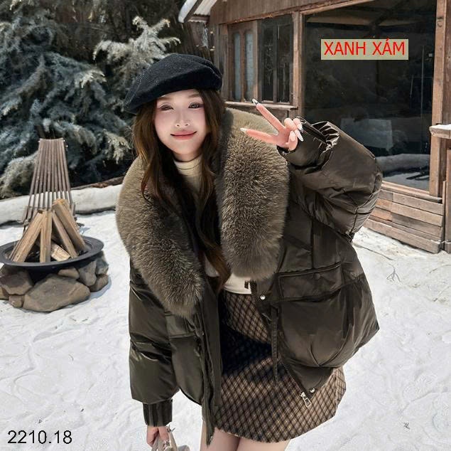 25HA2210.18 - ÁO KHOÁC CỔ LÔNG CHO NỮ