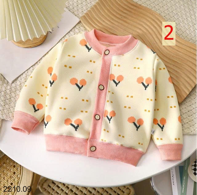 25HA2210.09 - ÁO NỈ CARDIGAN HOẠ TIẾT CHO BÉ
