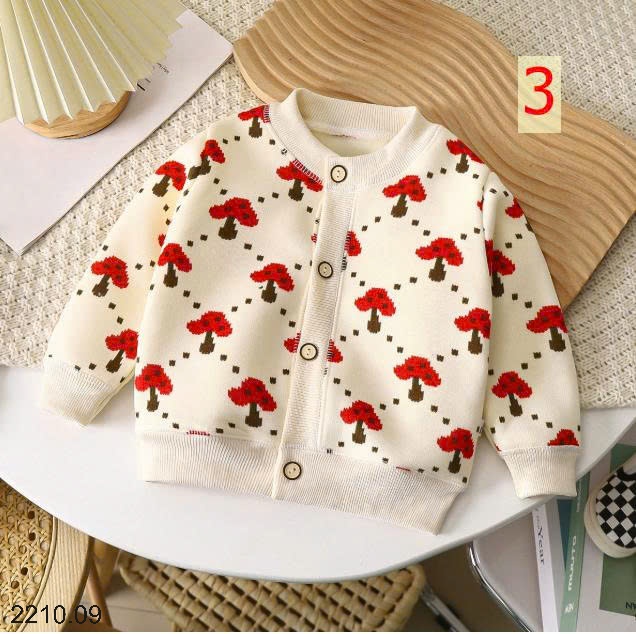 25HA2210.09 - ÁO NỈ CARDIGAN HOẠ TIẾT CHO BÉ