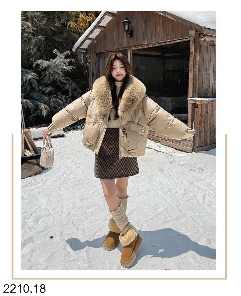 25HA2210.18 - ÁO KHOÁC CỔ LÔNG CHO NỮ