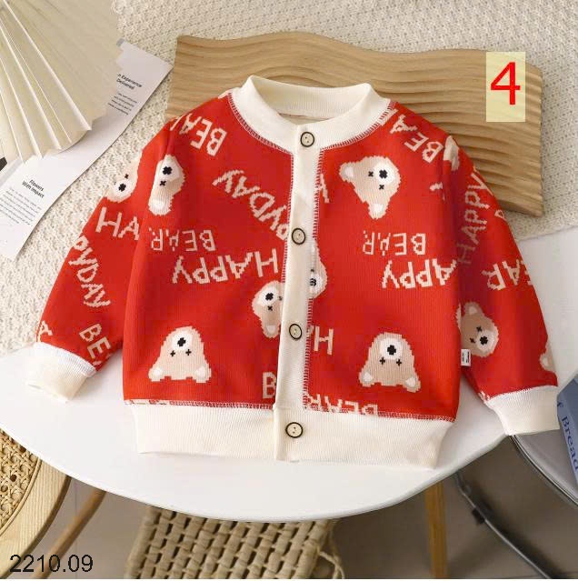 25HA2210.09 - ÁO NỈ CARDIGAN HOẠ TIẾT CHO BÉ