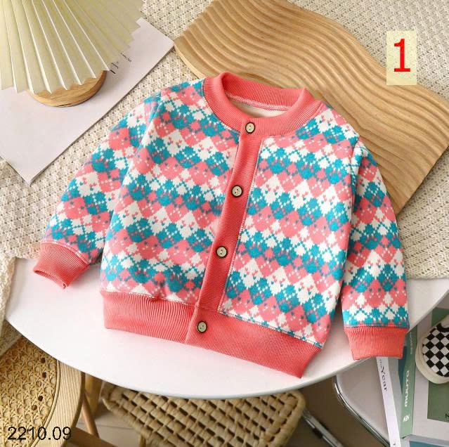 25HA2210.09 - ÁO NỈ CARDIGAN HOẠ TIẾT CHO BÉ