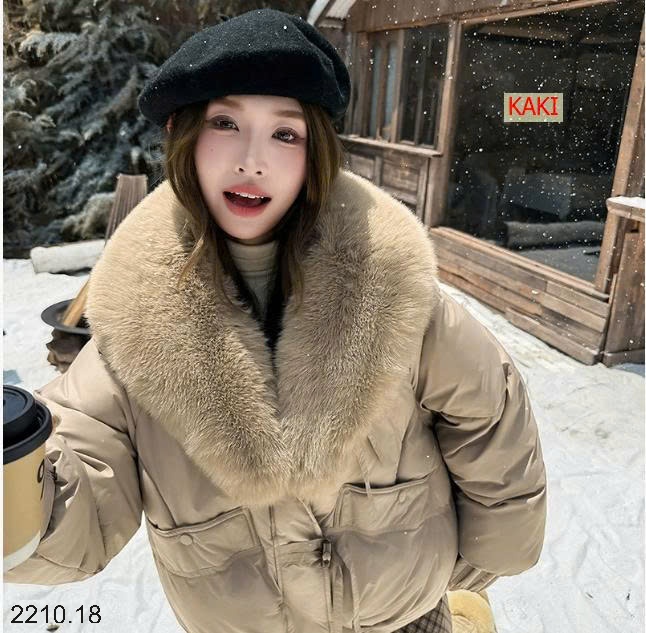25HA2210.18 - ÁO KHOÁC CỔ LÔNG CHO NỮ