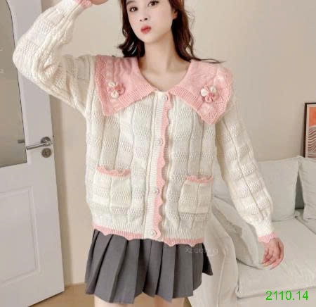 25HA2110.14 - CARDIGAN LEN TIỂU THƯ VIỀN BÈO