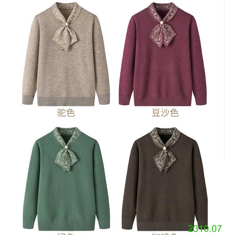 25HA2310.07 - ÁO LEN TRUNG NIÊN LÓT LÔNG CỔ GIẢ KHĂN