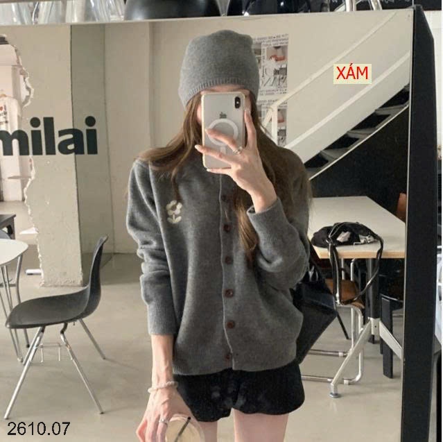 25HA2610.07 - ÁO CARDIGAN LEN HOA NỮ