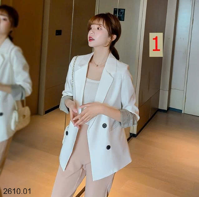 25HA2610.01 - ÁO BLAZER TAY KẺ