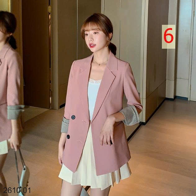 25HA2610.01 - ÁO BLAZER TAY KẺ