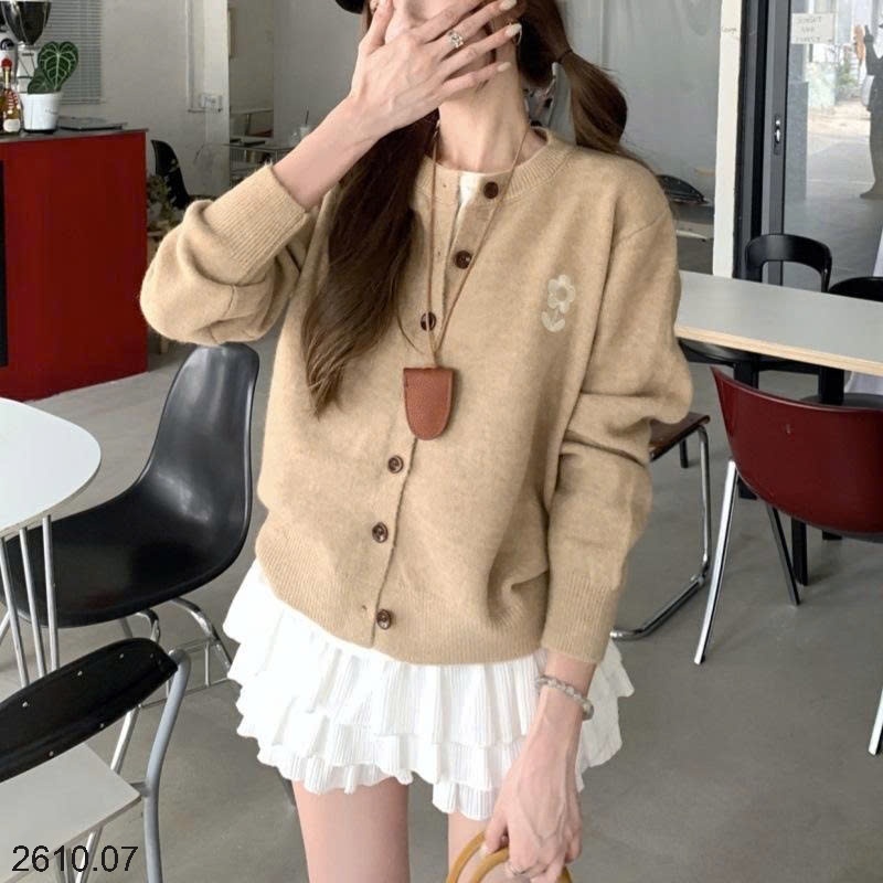 25HA2610.07 - ÁO CARDIGAN LEN HOA NỮ