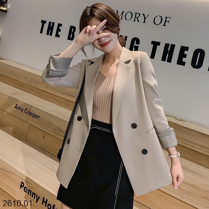 25HA2610.01 - ÁO BLAZER TAY KẺ