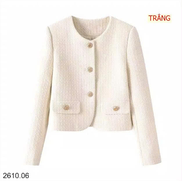 25HA2610.06 - ÁO KHOÁC DẠ NGẮN CỔ TRÒN NỮ