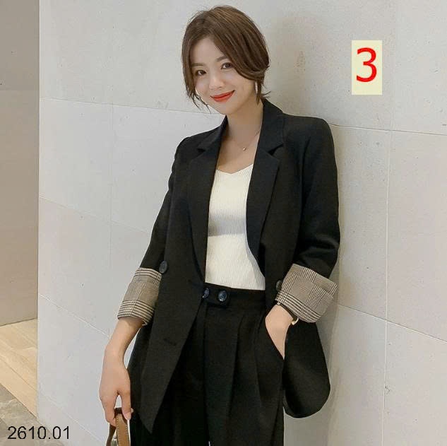 25HA2610.01 - ÁO BLAZER TAY KẺ