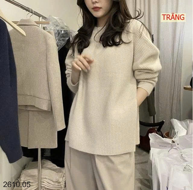 25HA2610.05 - ÁO LEN XẺ TÀ NỮ