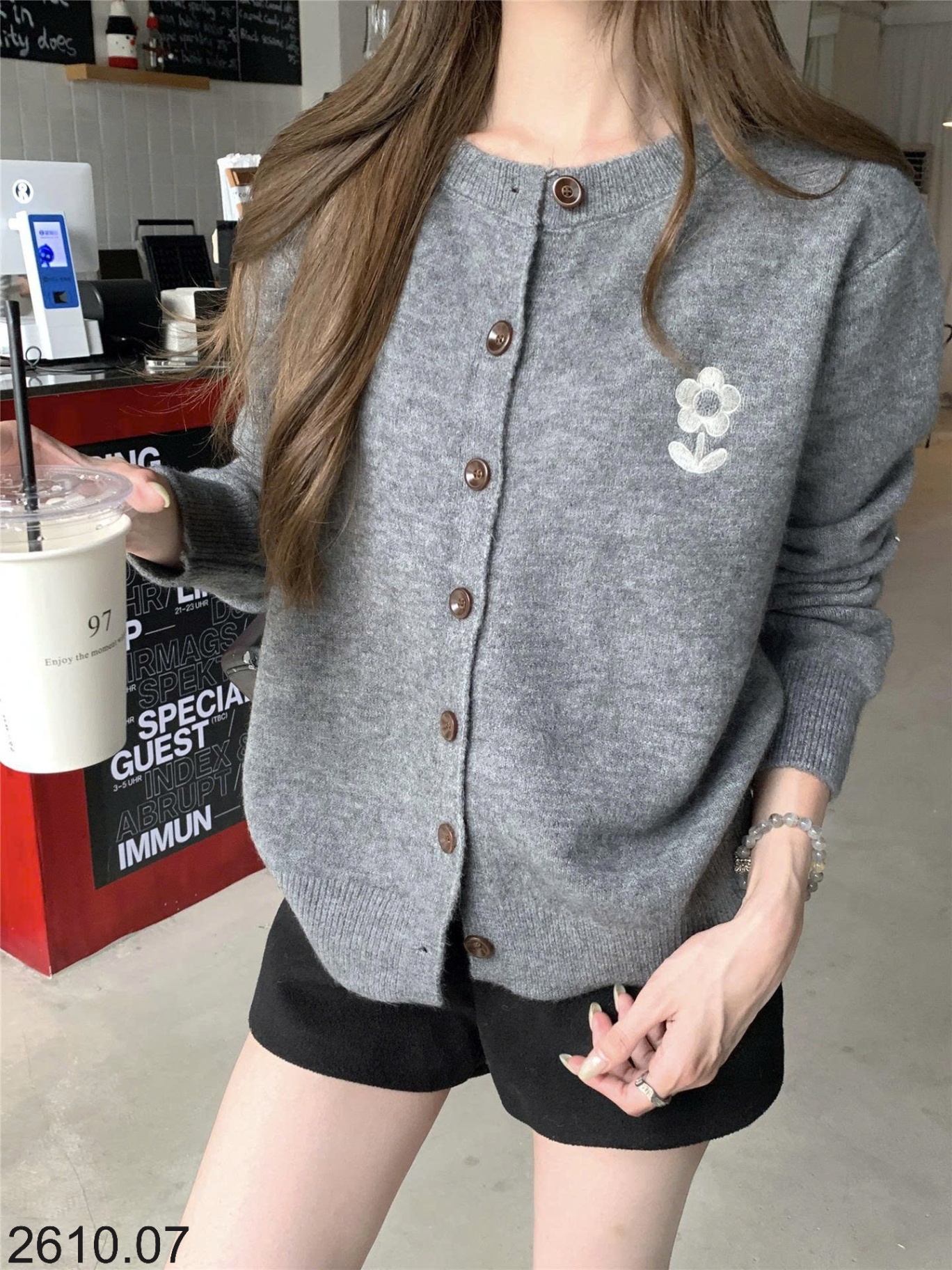 25HA2610.07 - ÁO CARDIGAN LEN HOA NỮ