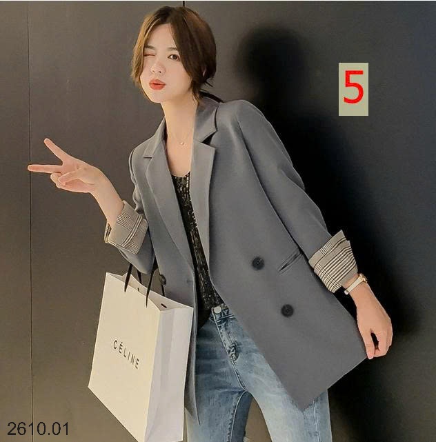 25HA2610.01 - ÁO BLAZER TAY KẺ
