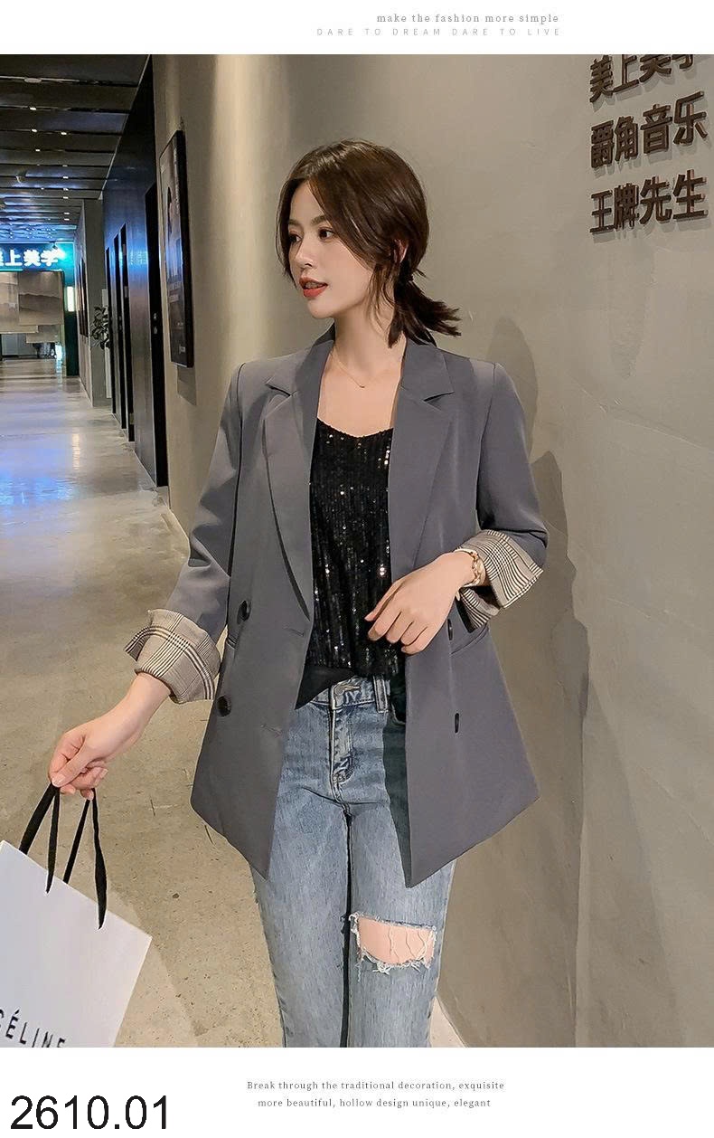 25HA2610.01 - ÁO BLAZER TAY KẺ