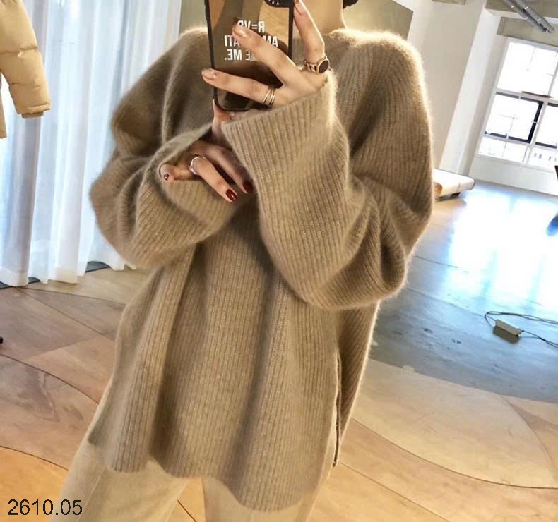 25HA2610.05 - ÁO LEN XẺ TÀ NỮ