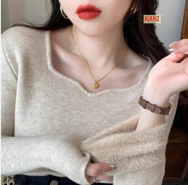 25HA2710.09 - ÁO LEN LÓT LÔNG CỔ ĐIỆU