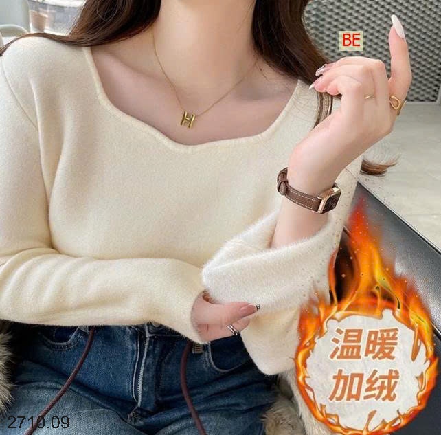 25HA2710.09 - ÁO LEN LÓT LÔNG CỔ ĐIỆU