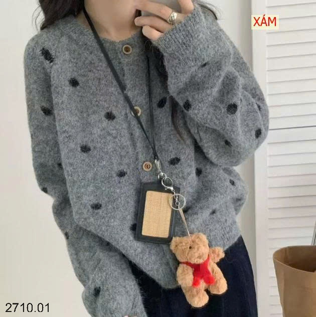 25HA2710.01 - ÁO CARDIGAN CHẤM BI NỮ